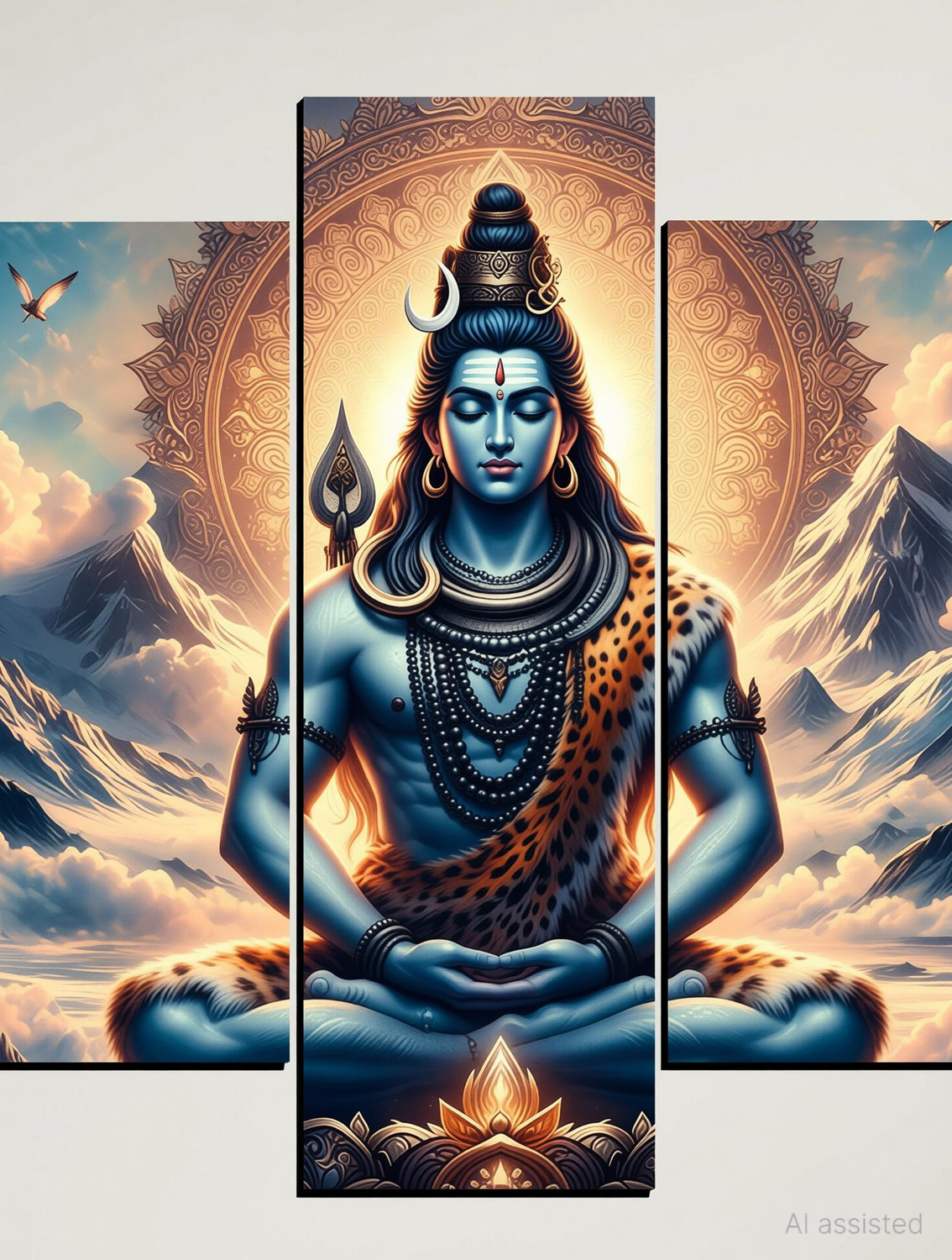 Image of JB Creations Shiv Ji Wall Decor Painting For Home Digital Reprint 18 inch x 30 inch Painting
