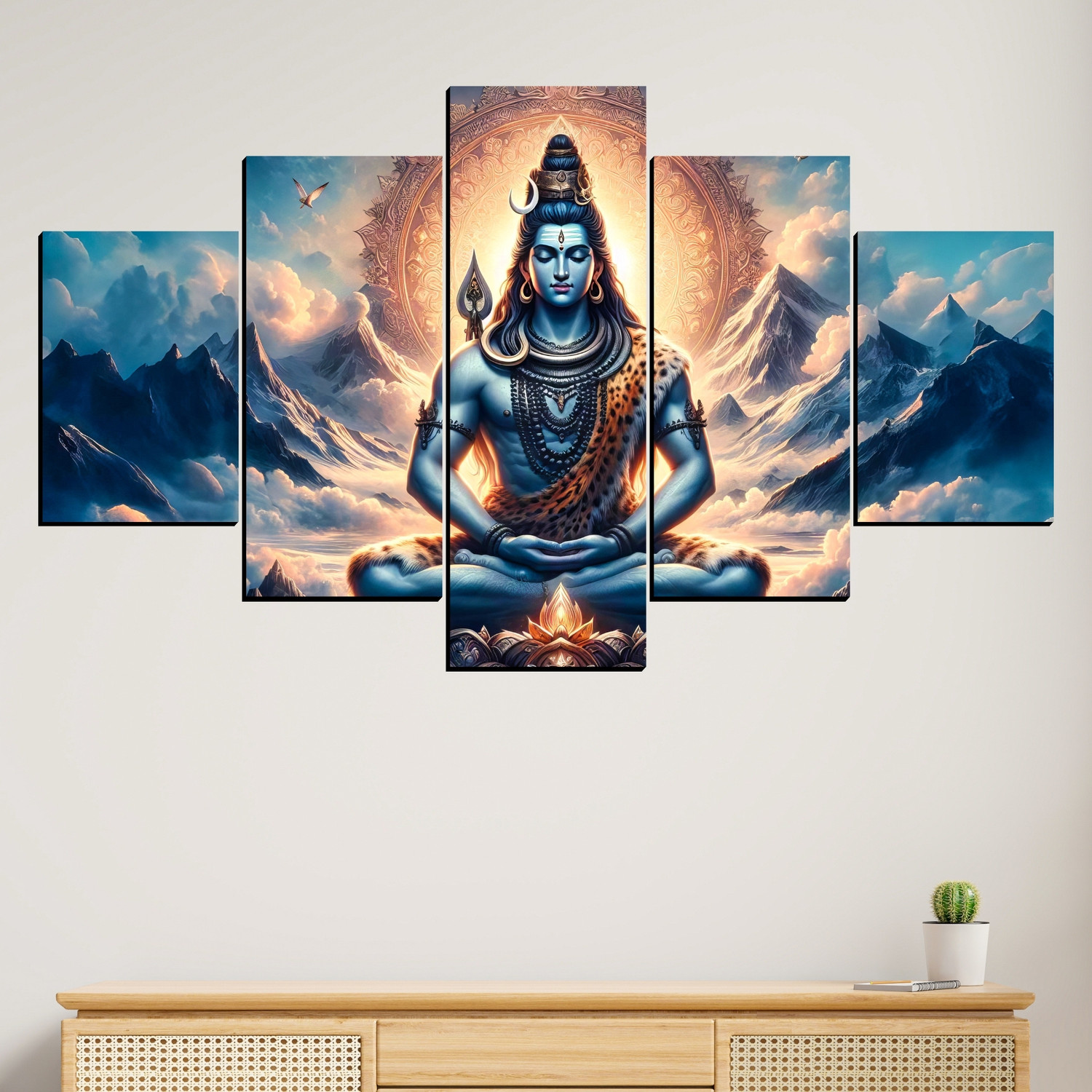 Image of JB Creations Shiv Ji Wall Decor Painting For Home Digital Reprint 18 inch x 30 inch Painting