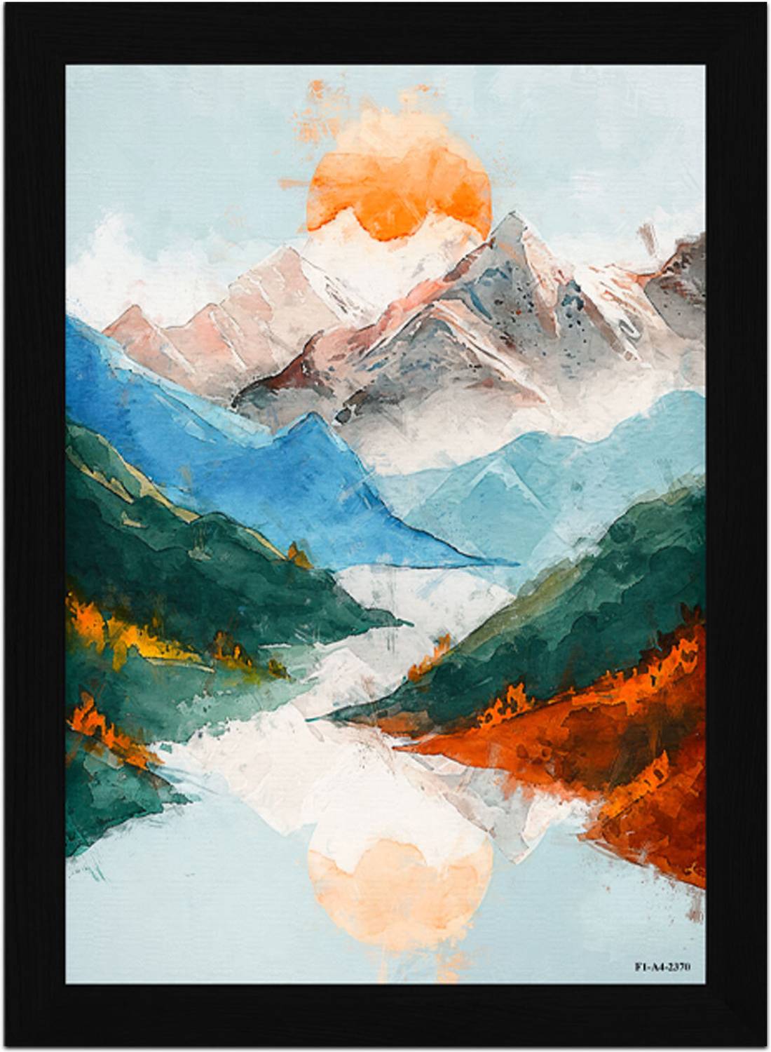FRIZZY ARTS Sunrise Serenity – Watercolor Mountain Landscape