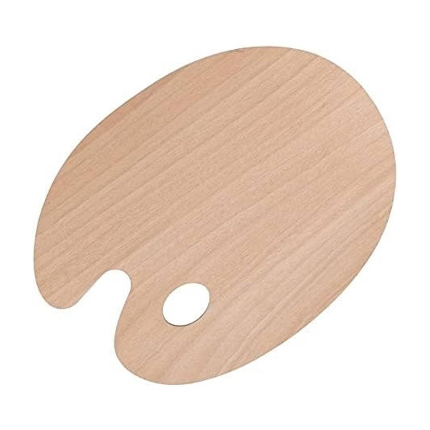 BM RETAIL 1 Pcs Wooden Oval-Shaped Extra Large Painting Palette 20 X 30 Cm with Thumb Hole 0 Paint Wells Palettes