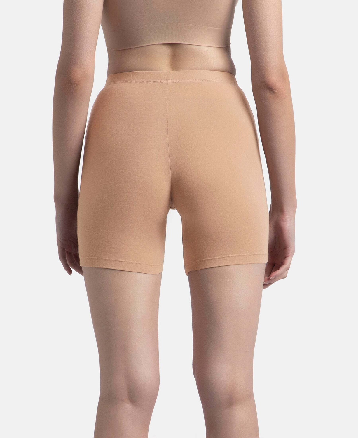 Image of JOCKEY 1529 High Coverage Super Combed Cotton Elastane Stretch Women Boy Short Beige Panty