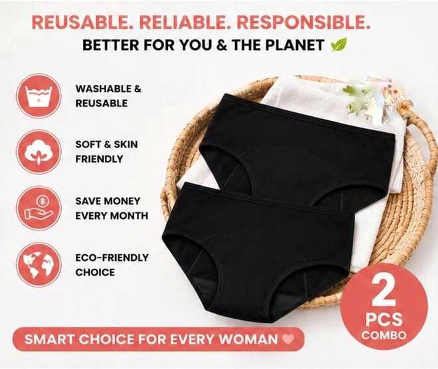 Image of Classyfit Women Periods Black Panty
