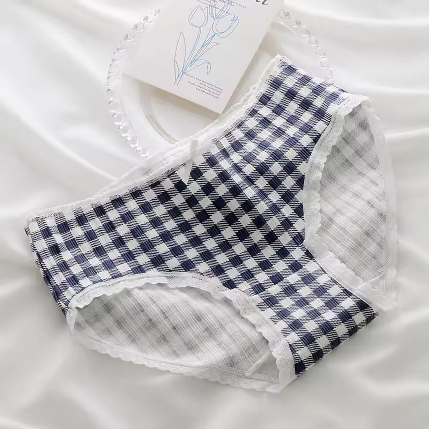 Image of Wincly Fashion Women Hipster White, Dark Blue Panty
