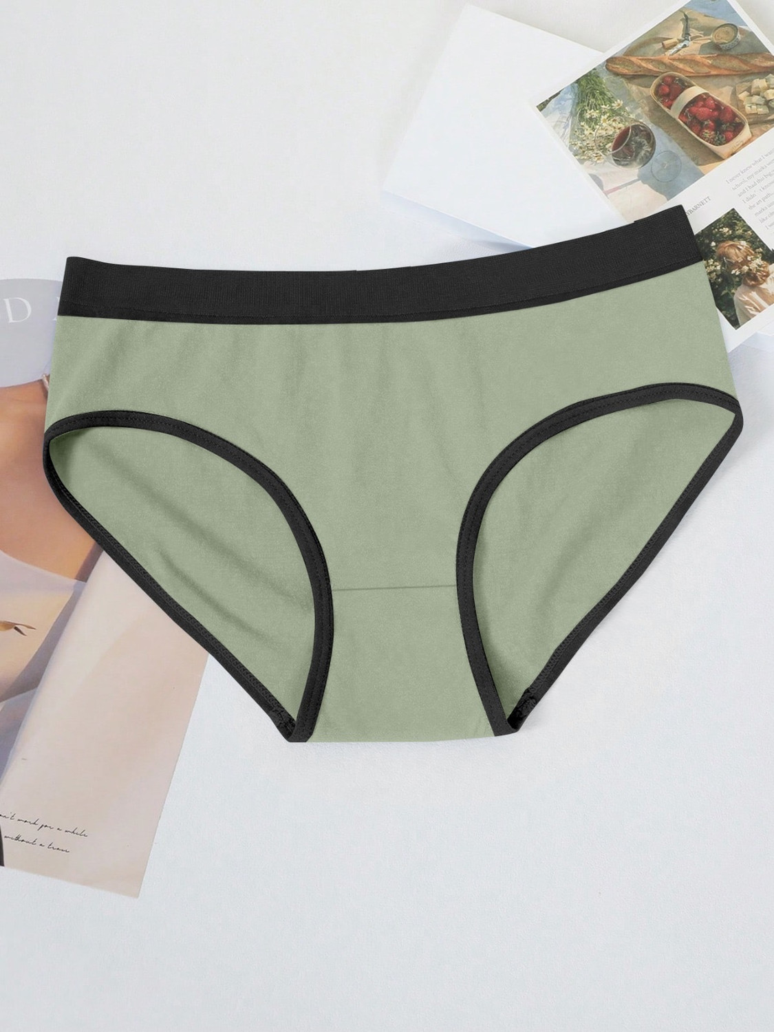 Image of ISHUVILLA Women Hipster Black, Light Green Panty