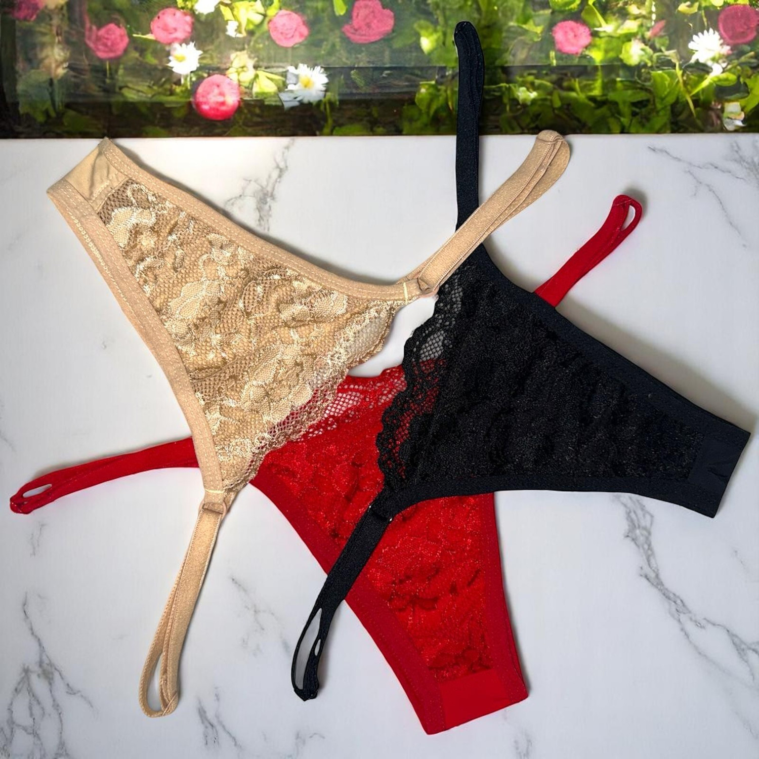 Image of Piylu Women Thong Black, Beige, Red Panty