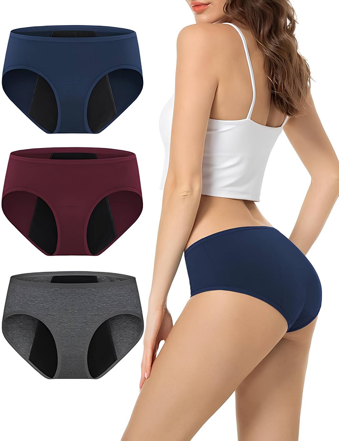 UMMISS Pack of 3 Women Periods Blue, Grey, Maroon Panty