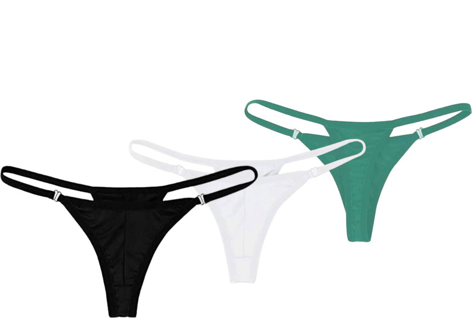 sprintx Women Thong Panty Black, White, Green Pack of 3 - Image 1