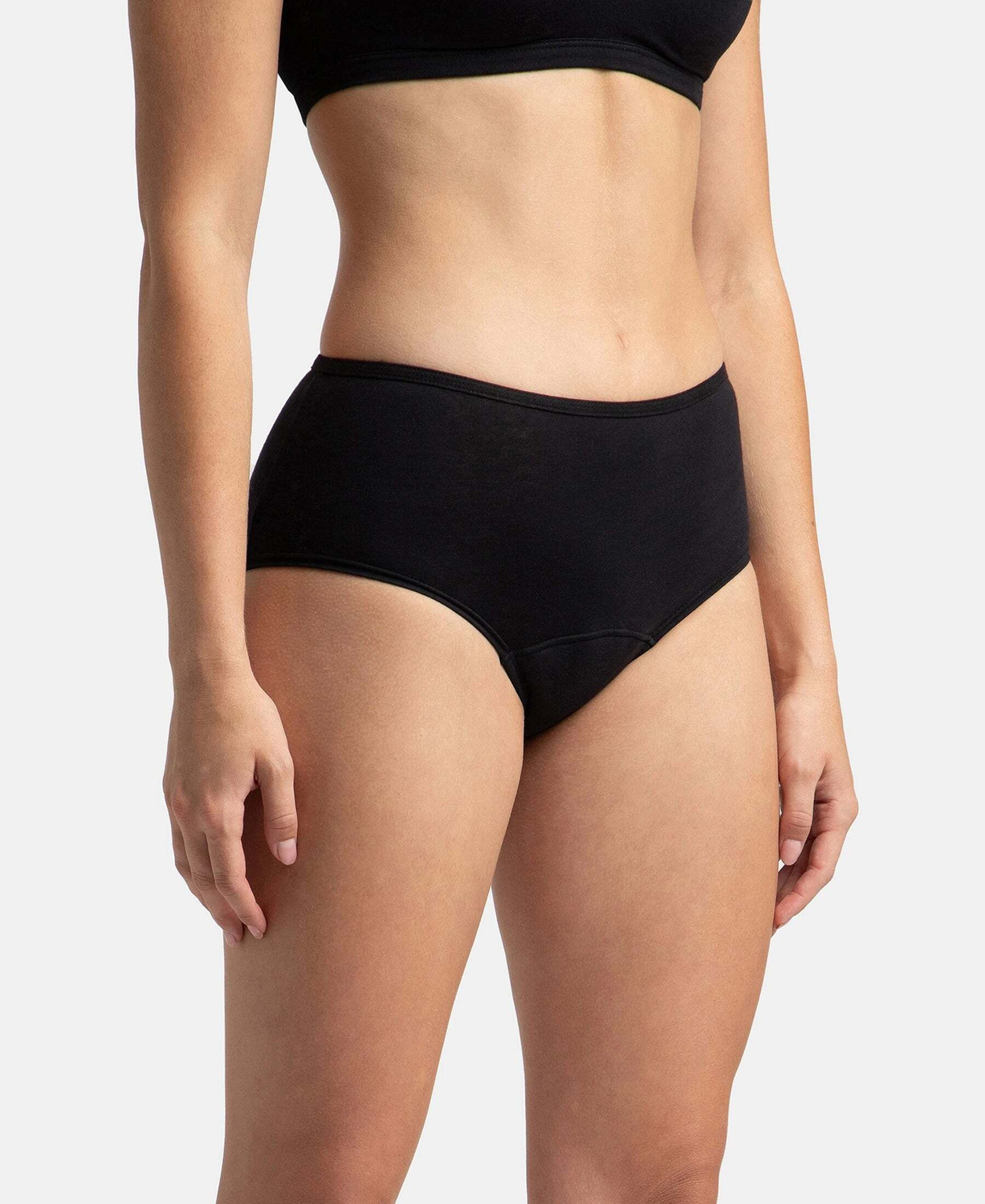 Image of JOCKEY SW05 Super Combed Cotton Elastane Stretch with StayFresh Treatment Women Periods Black Panty