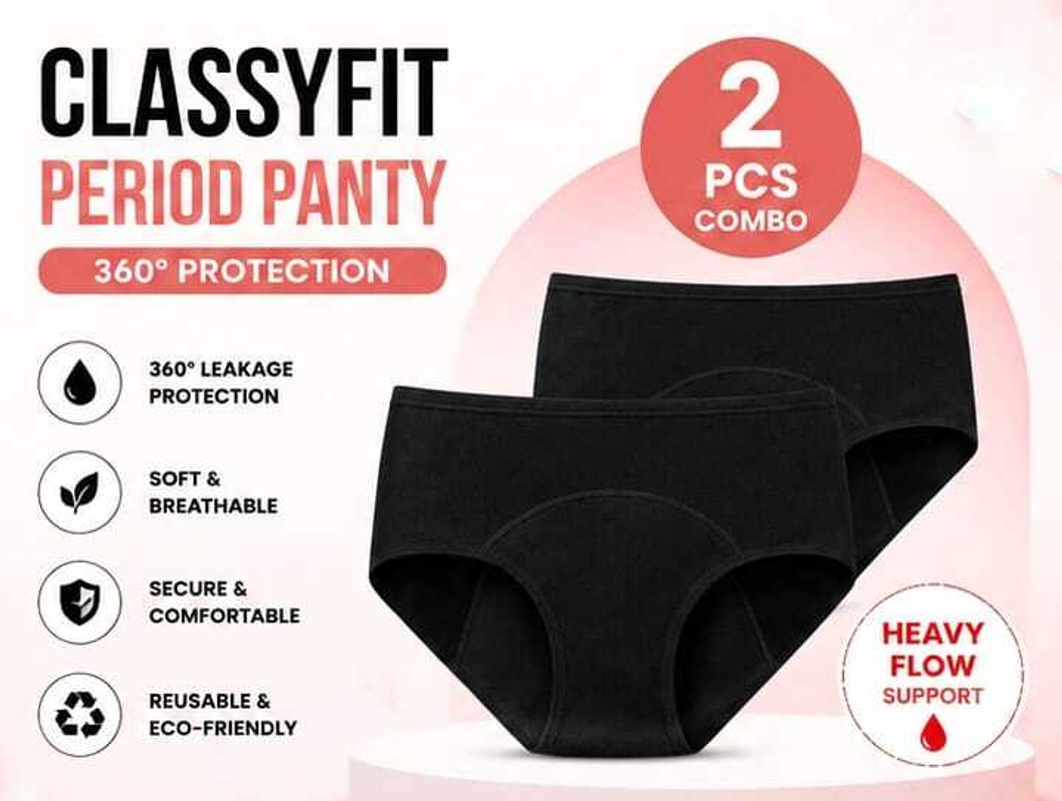 Image of Classyfit Women Periods Black Panty