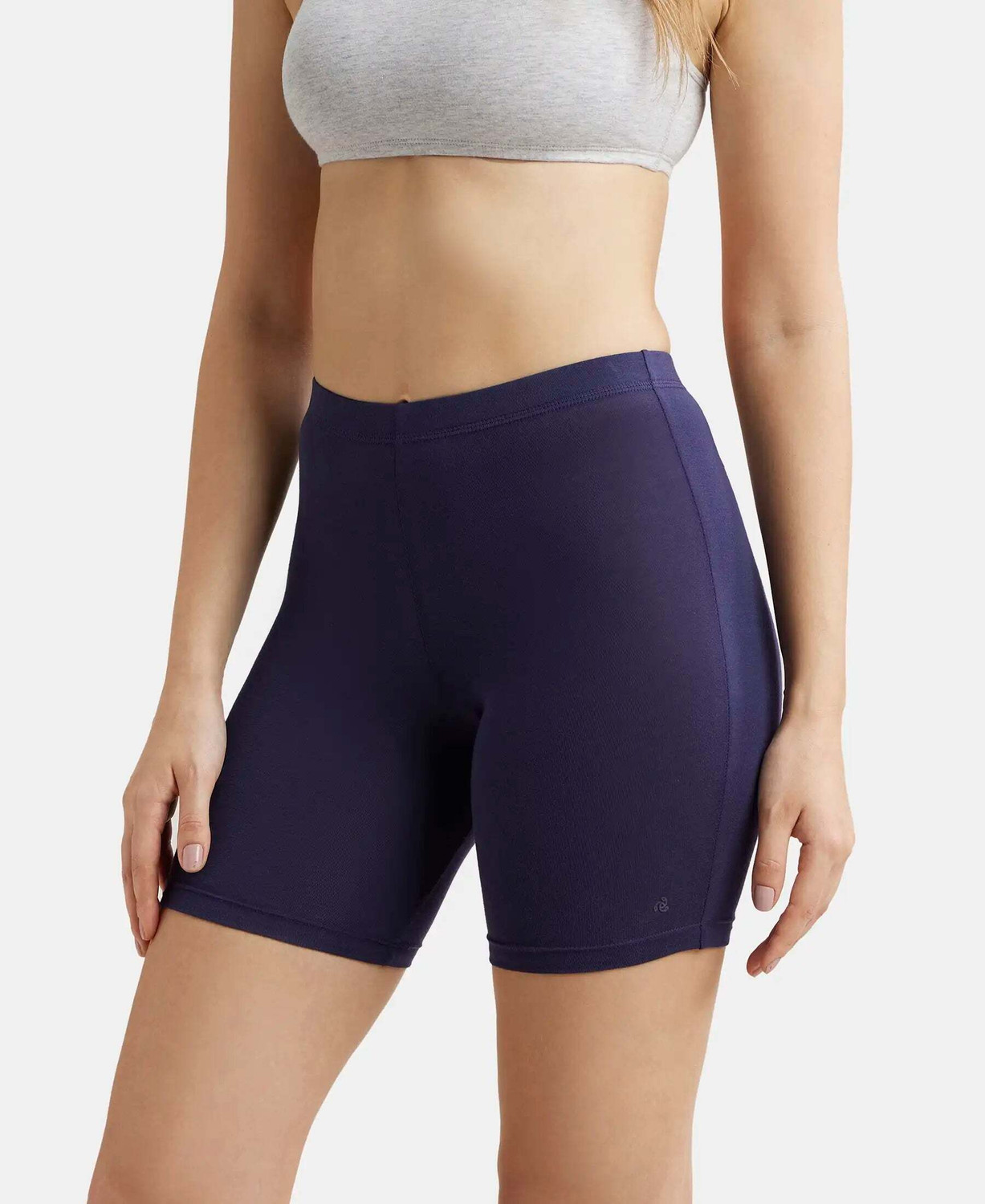 Image of JOCKEY 1529 High Coverage Super Combed Cotton Elastane Stretch Women Boy Short Blue Panty