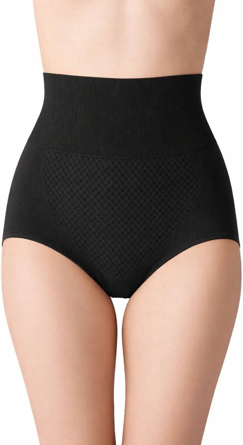 AADESH HUB Tummy Tucker Control High Waist Seamless Shapewear Women Hipster Black Panty