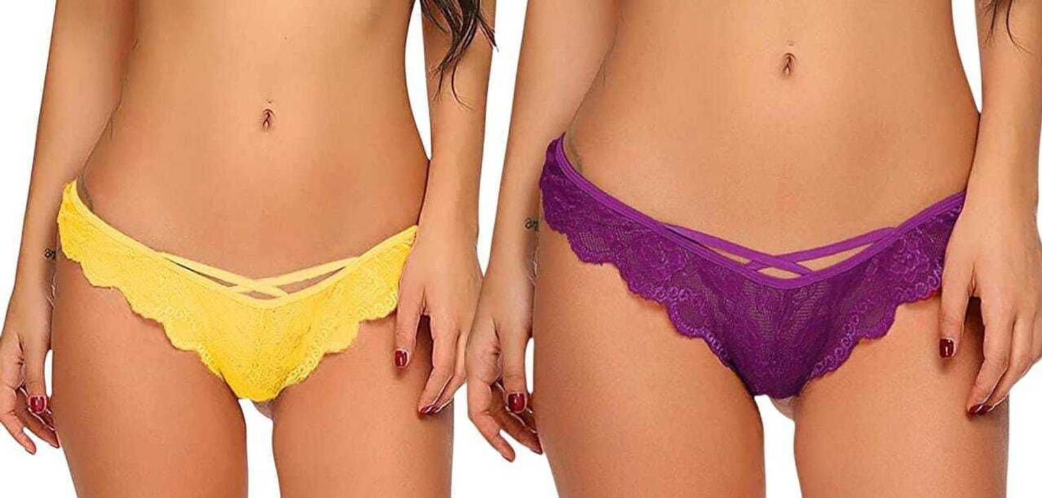 AIZAWL Women Thong Yellow, Purple Panty