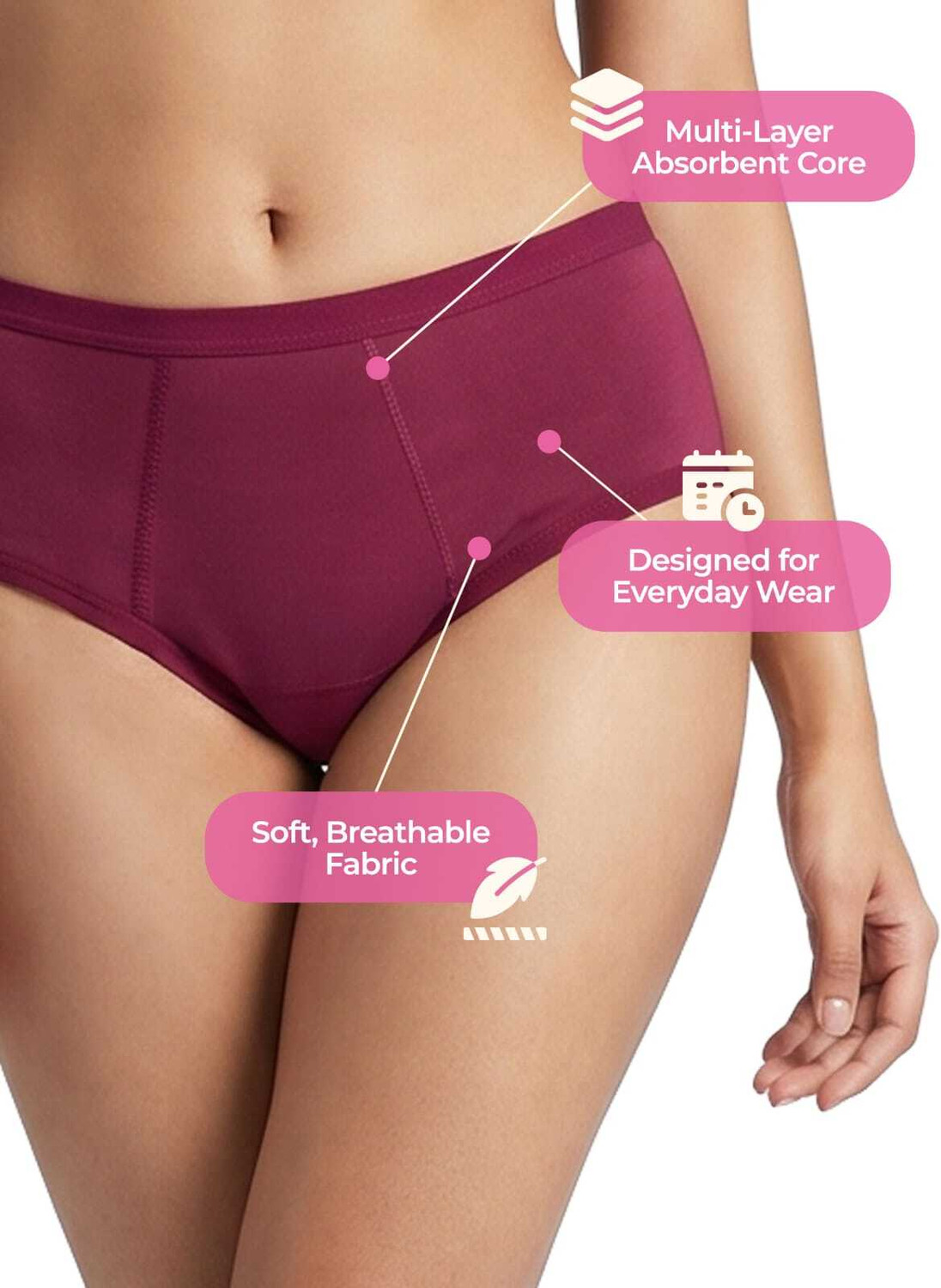 Image of Healthfab Women Periods Maroon Panty