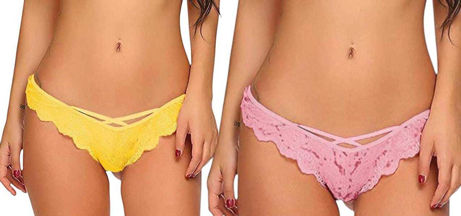 AIZAWL Women Thong Yellow, Pink Panty
