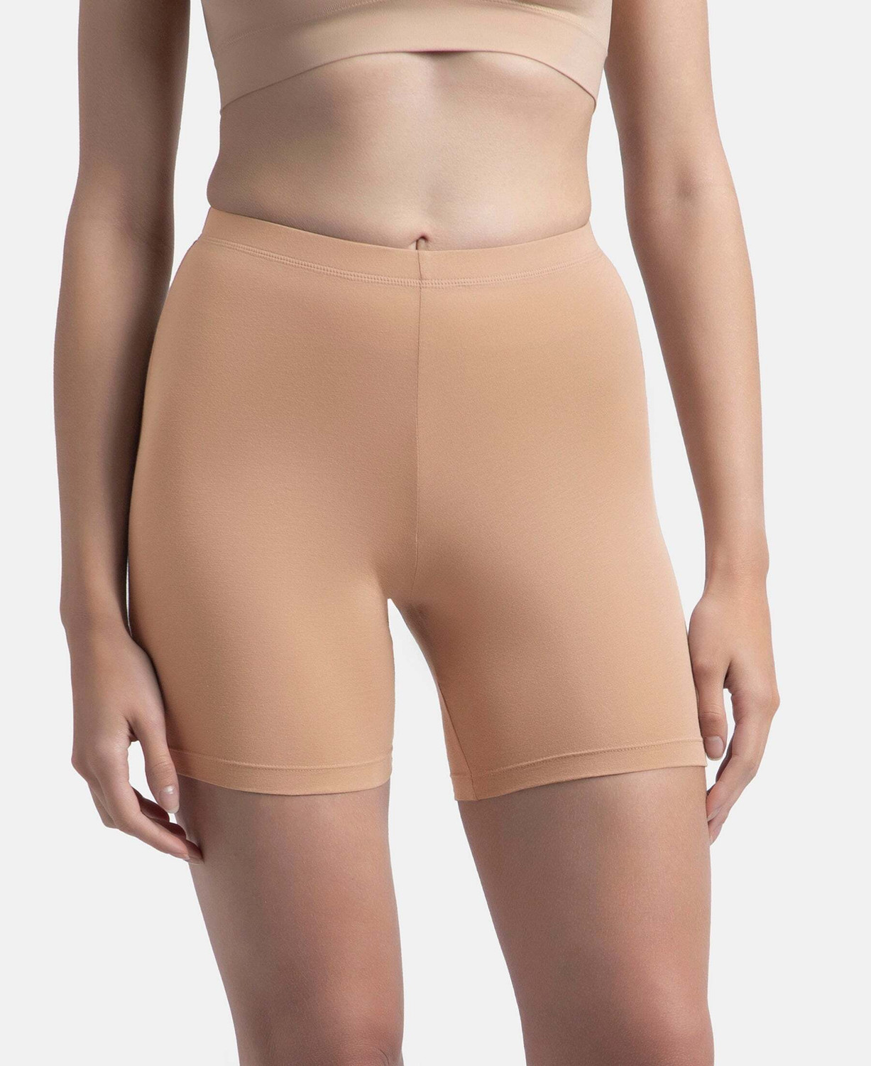 Image of JOCKEY 1529 High Coverage Super Combed Cotton Elastane Stretch Women Boy Short Beige Panty