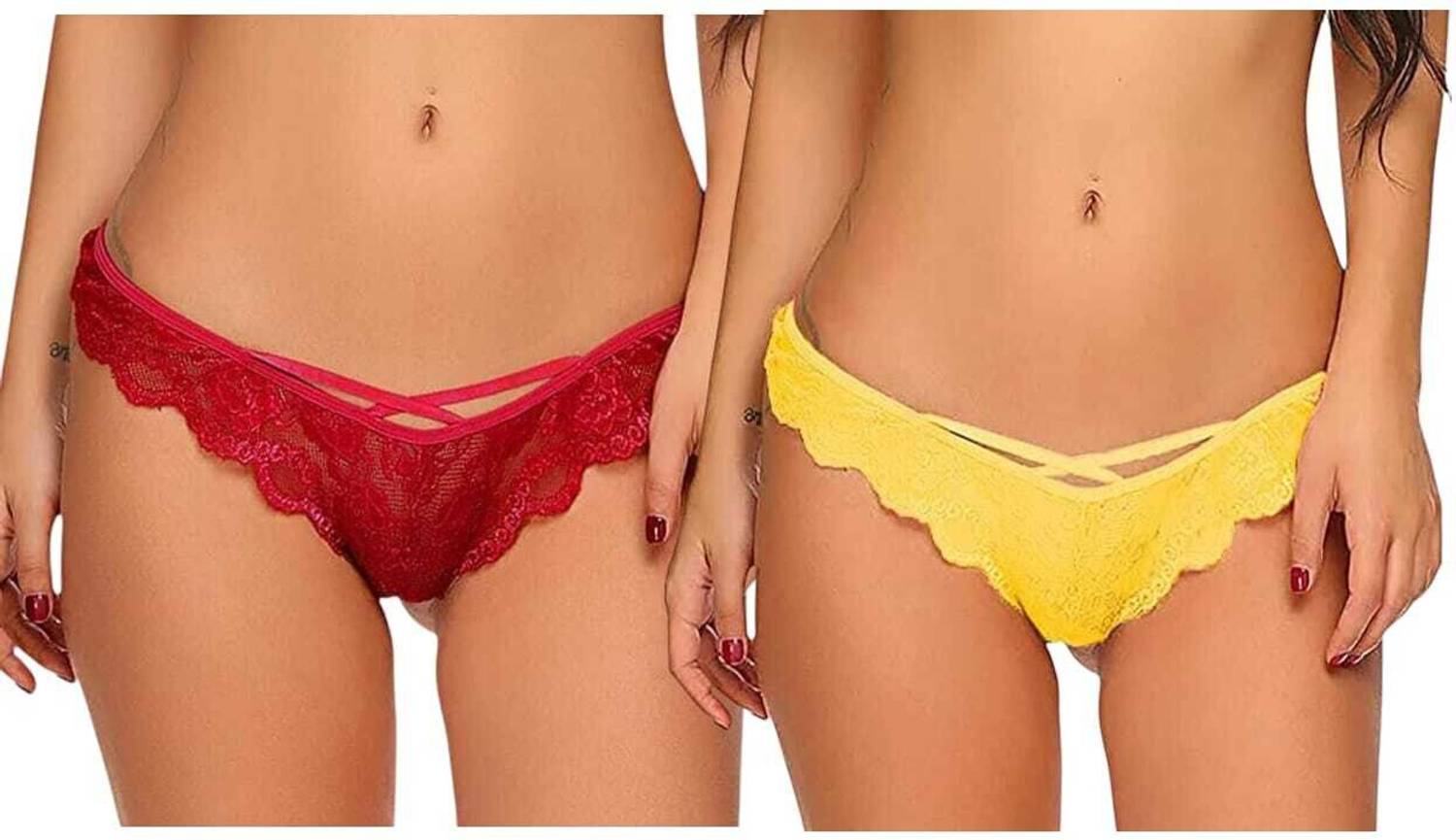 AIZAWL Women Thong Red, Yellow Panty