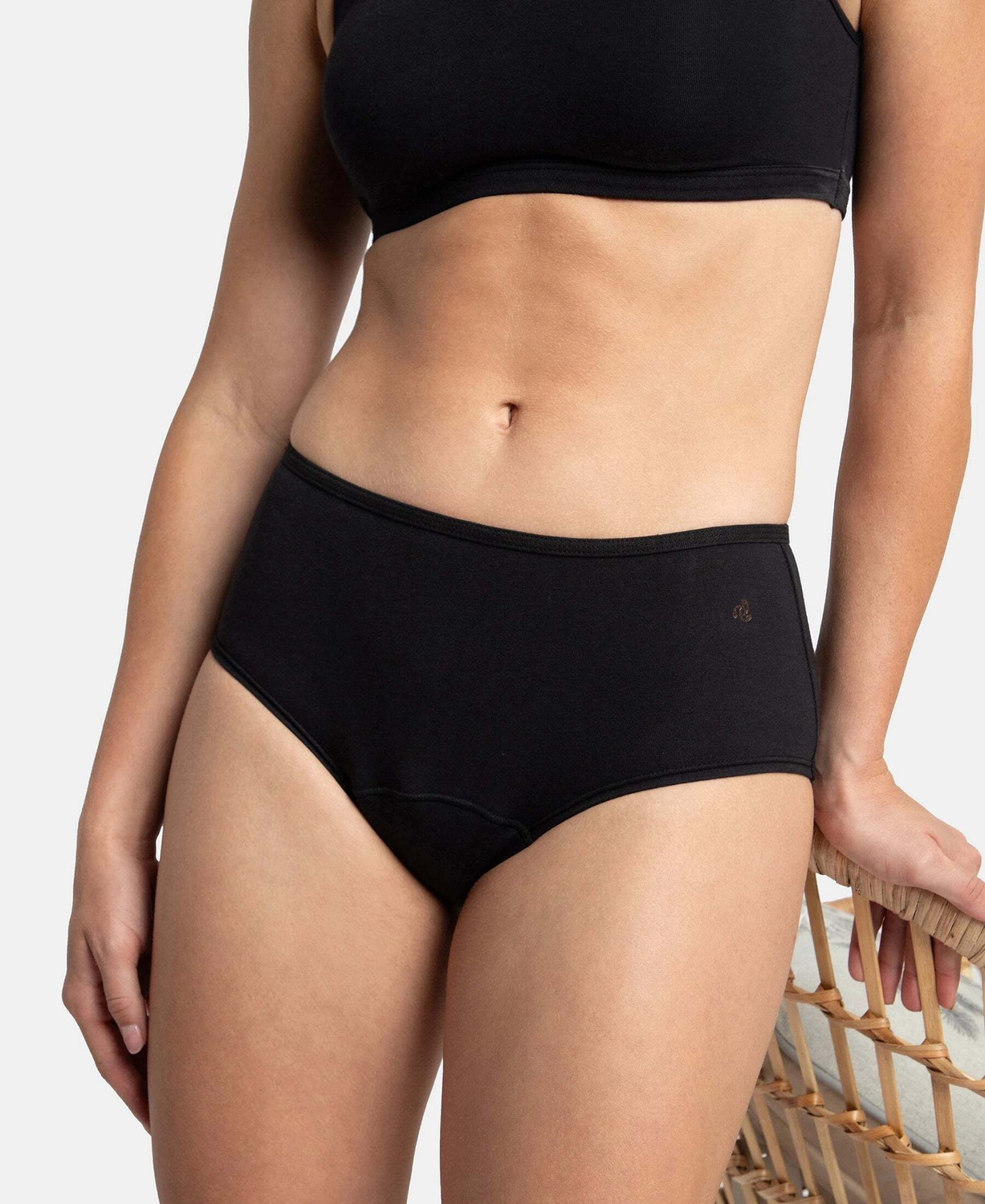 Image of JOCKEY SW05 Super Combed Cotton Elastane Stretch with StayFresh Treatment Women Periods Black Panty