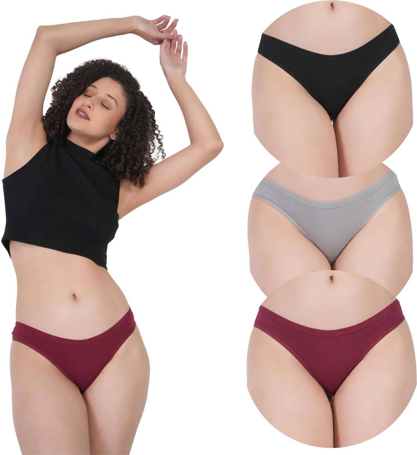 Flawless Fit Women Multicolor Thong Panty Pack of 3