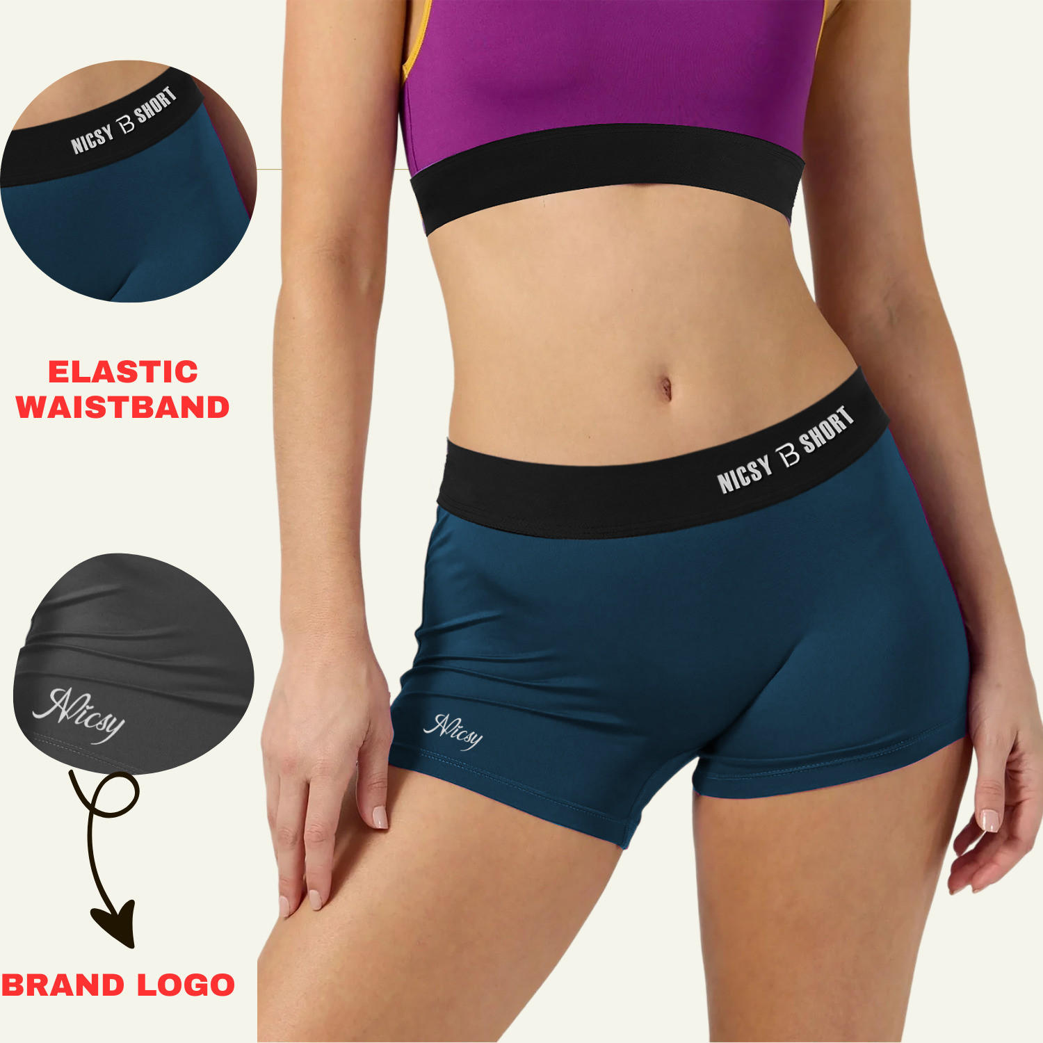Image of Nicsy Pack of 3 Women Boy Short Blue, Grey, Black Panty