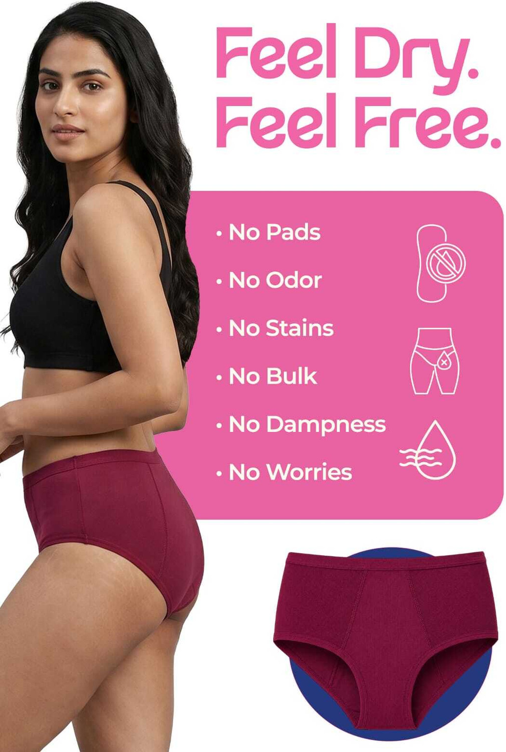 Image of Healthfab Women Periods Maroon Panty