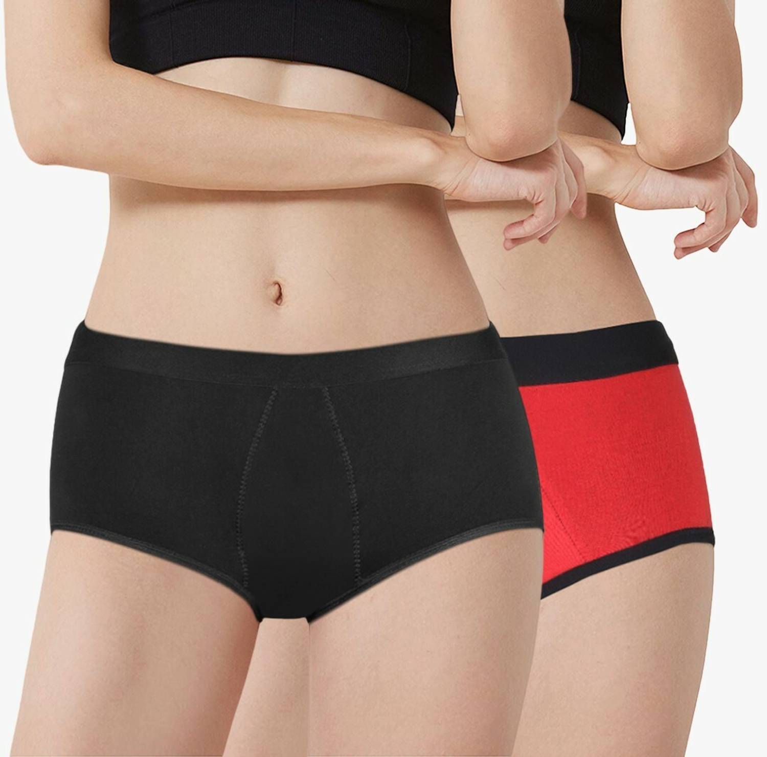 SIZI Women Periods Black, Red Panty