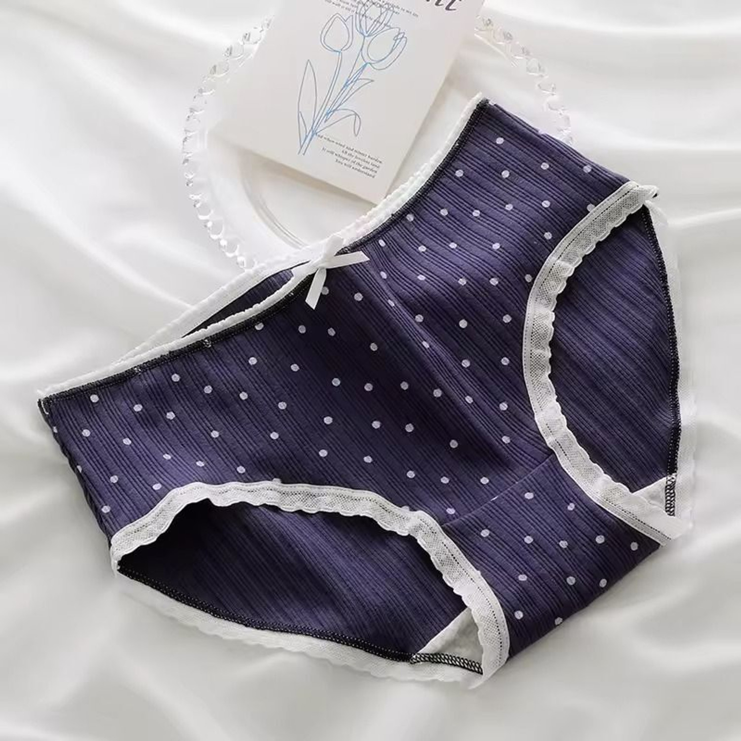 Image of Wincly Fashion Women Hipster White, Dark Blue Panty
