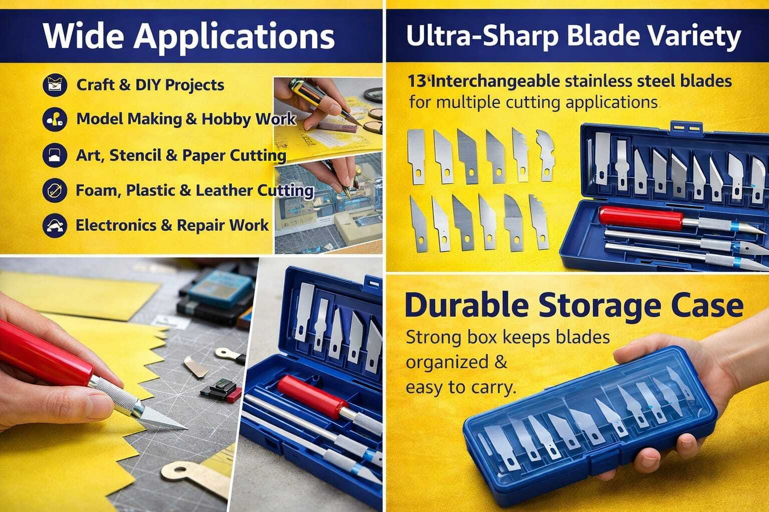 Image of Prendo Trading 13 blades for Paper, Cardboard Cutting, Sculpture, Scoring, DIY art, carving, pencil art Paper Crafting Tool