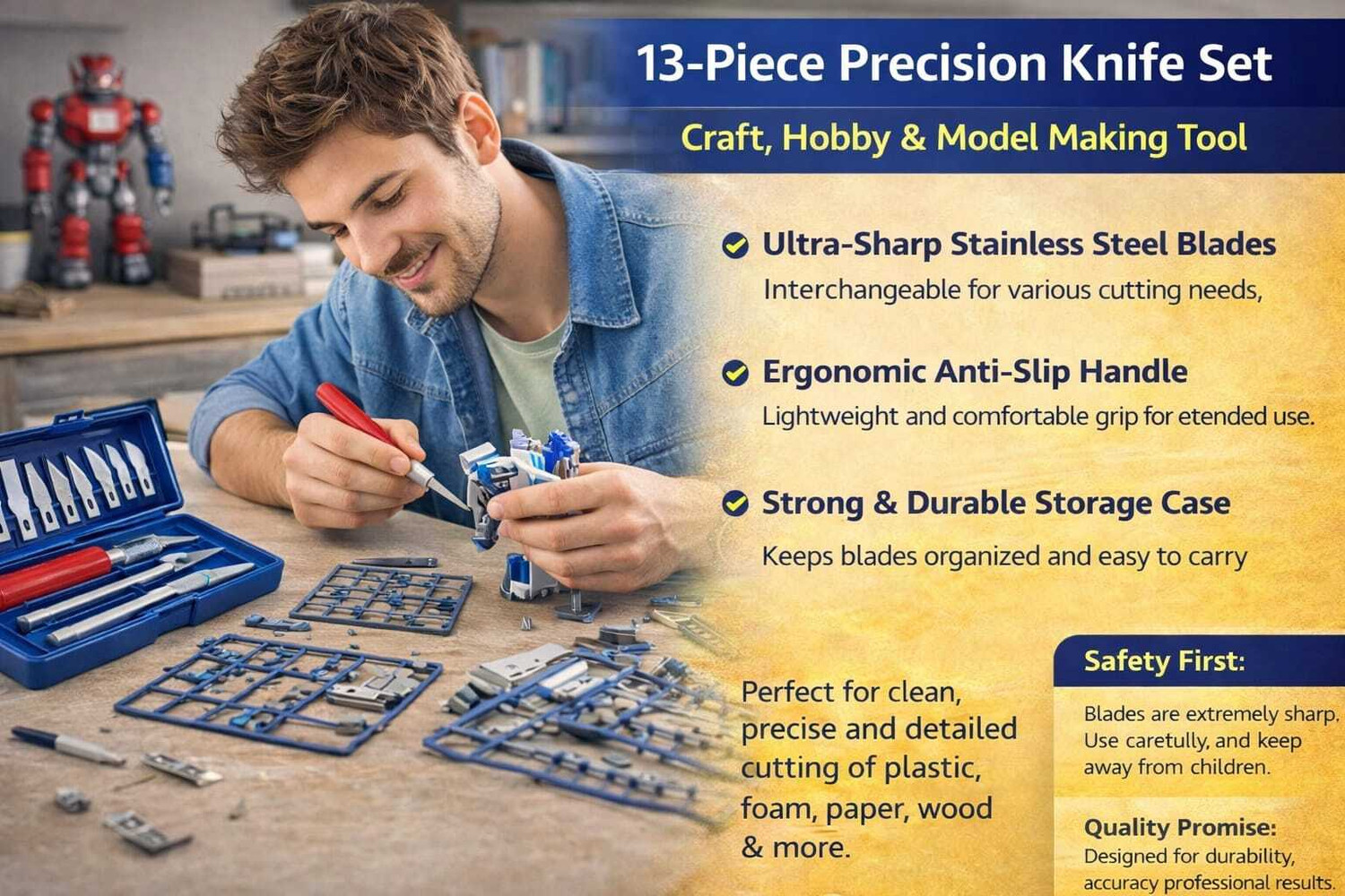 Image of Prendo Trading 13 blades for Paper, Cardboard Cutting, Sculpture, Scoring, DIY art, carving, pencil art Paper Crafting Tool