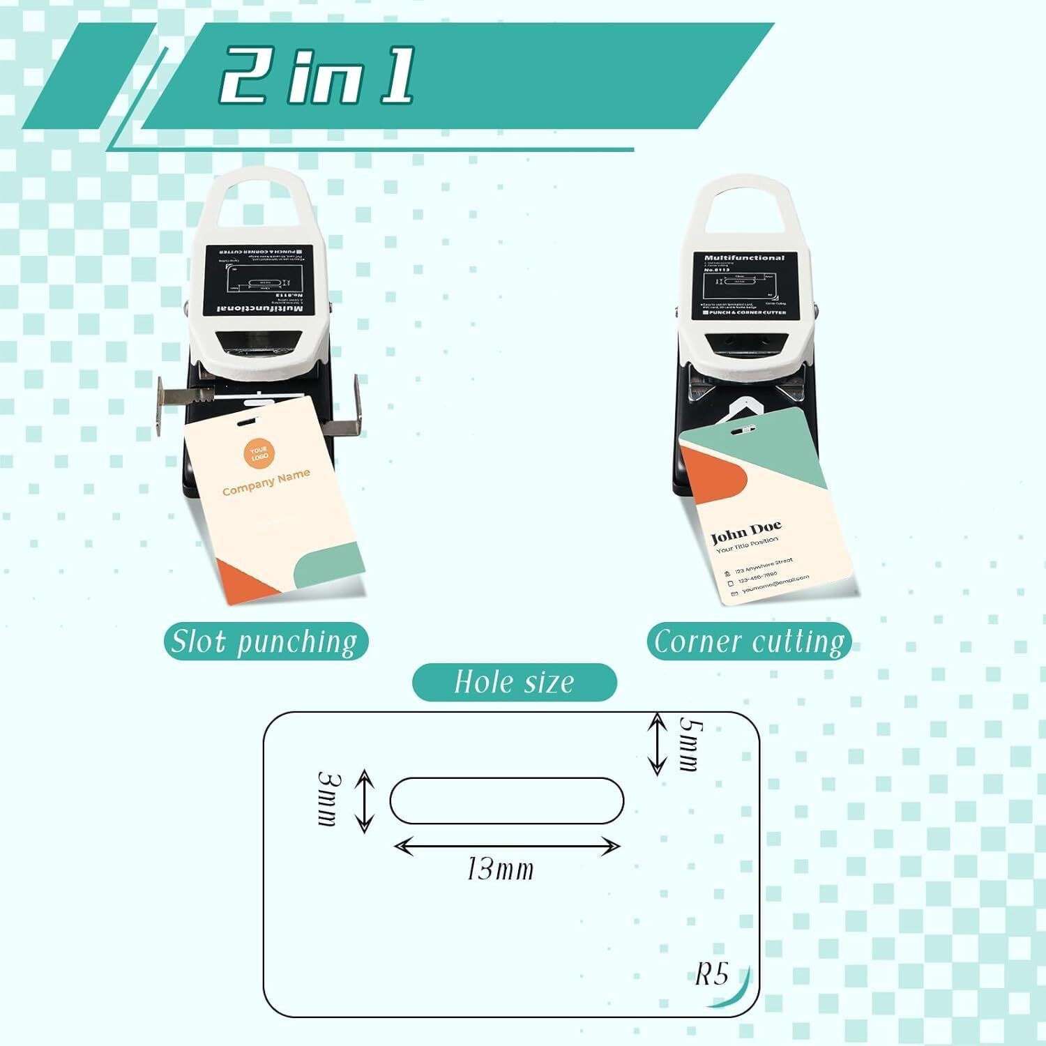 Image of verena 2 in 1 R5 Card Corner Cutter and 3 x 13mm Slot Hole Punch Punches & Punching Machines