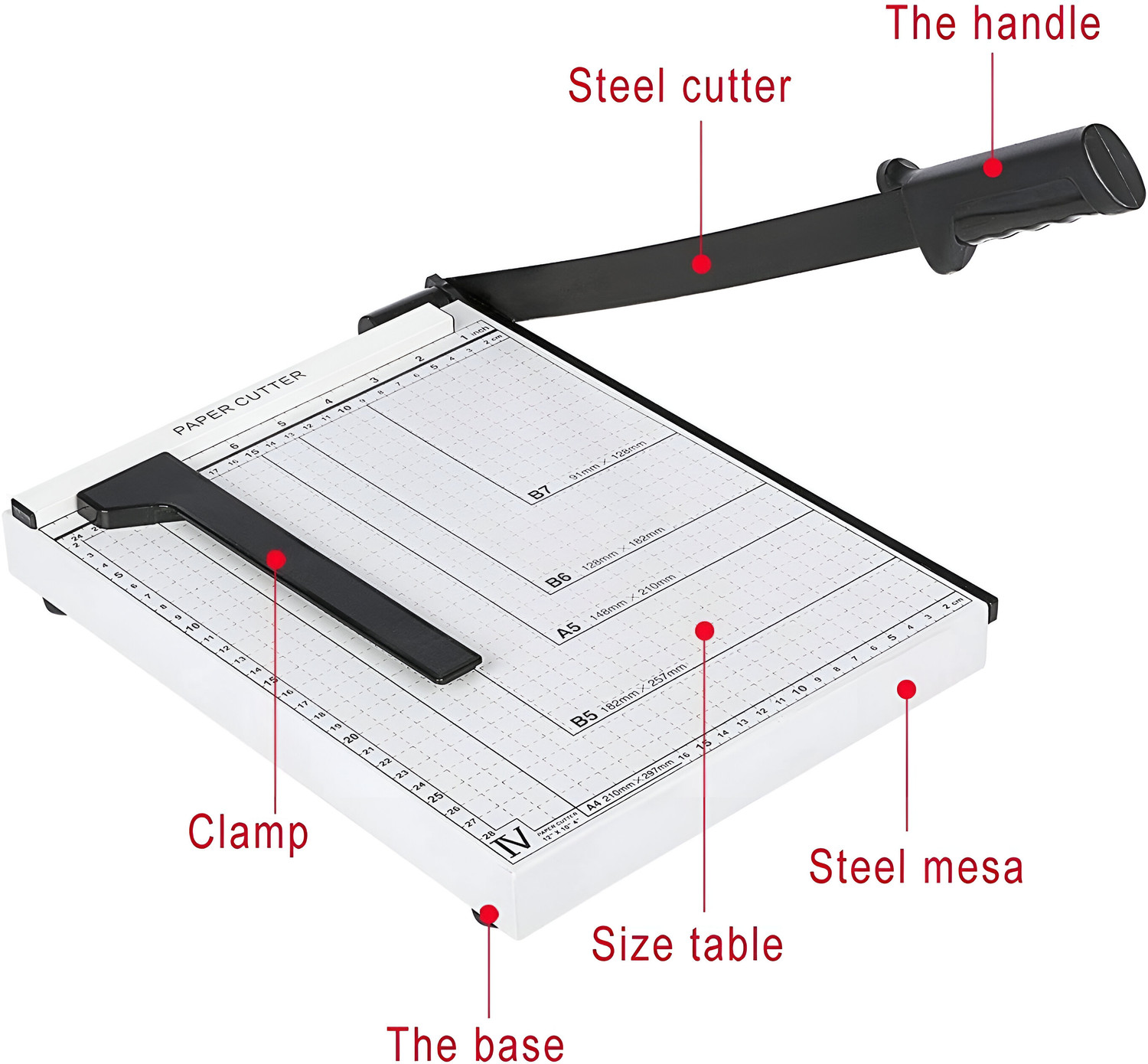 Image of RODEX 12-Inch Heavy Duty A4 Paper Cutter - Steel Trimmer for A4, B5, A5, B6, B7 Metal Grip Guillotine Paper Cutter