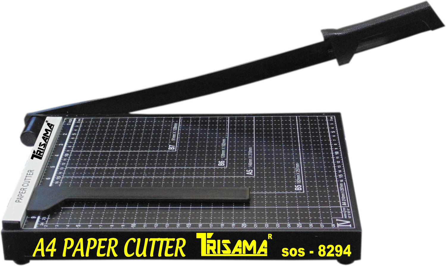 Image of TRISAMA A4 paper cutter / Paper trimmer (Manual Paper cutting machine) Plastic Grip Hand-held Paper Cutter