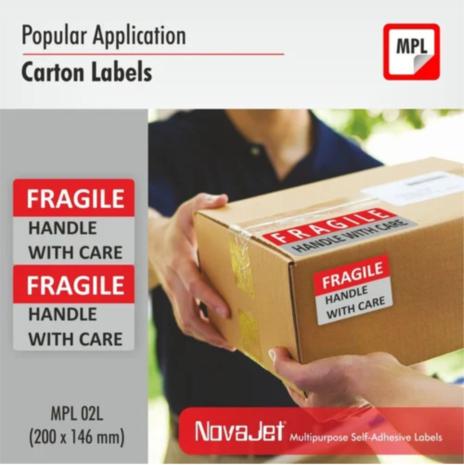 Image of Novajet Novajet Multipurpose Labels 02L | 200x146mm | 2 Stickers /Sheet | 100 Sheets Self-Adhesive Paper Label