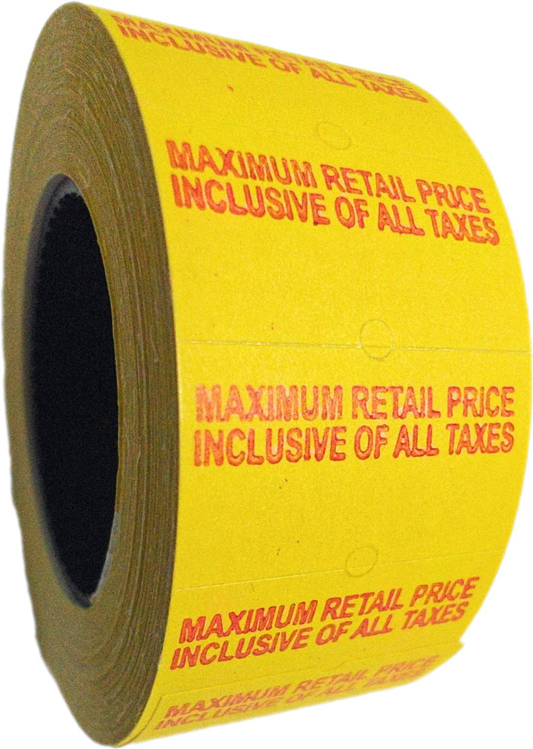 90 Degree 6 pcs Price Tag Label Stickers Yellow Printed MRP Yellow Mrp Printed Price Tag Label for Single Line Machine Labeller for MX 5500 Paper Label