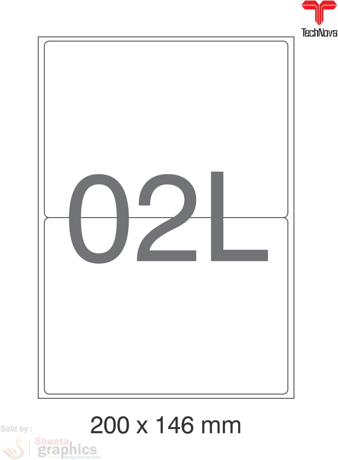 Image of Novajet Novajet Multipurpose Labels 02L | 200x146mm | 2 Stickers /Sheet | 100 Sheets Self-Adhesive Paper Label