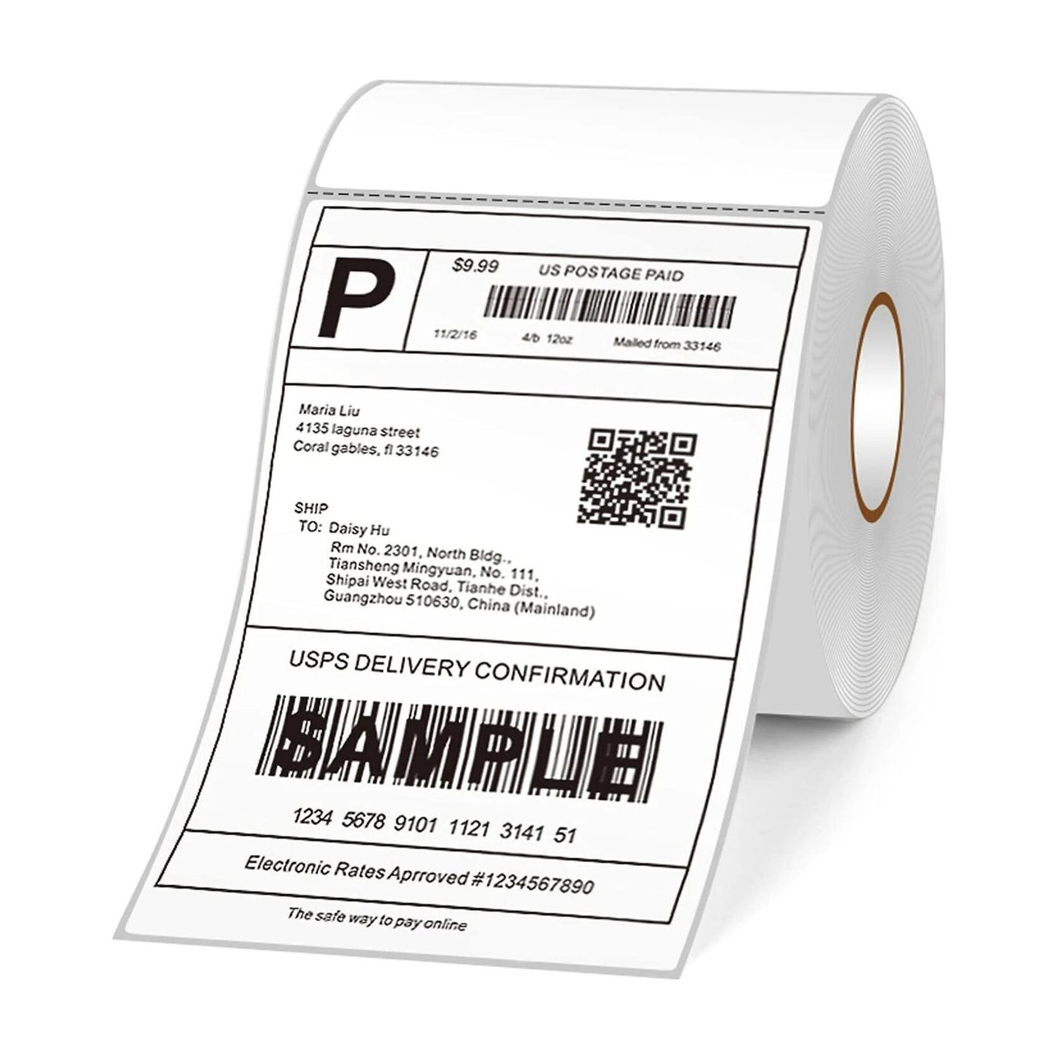 Image of Sankarai Direct Thermal Shipping 400 Labels Printer Sticker Roll (White, 4 inchx 6 inch) PERMANENT Paper Label