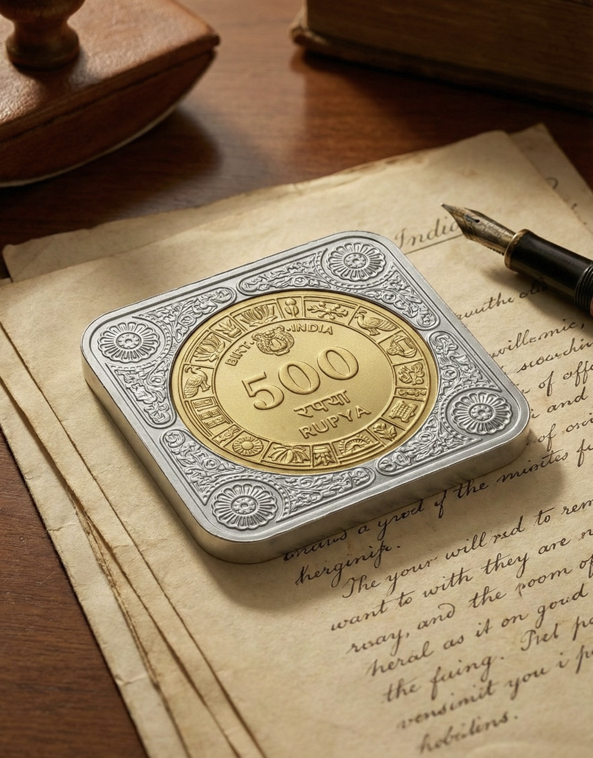 Image of showify Gold silver-500 Goldplated, Silver plated Paper Weights with Gold and silver plated