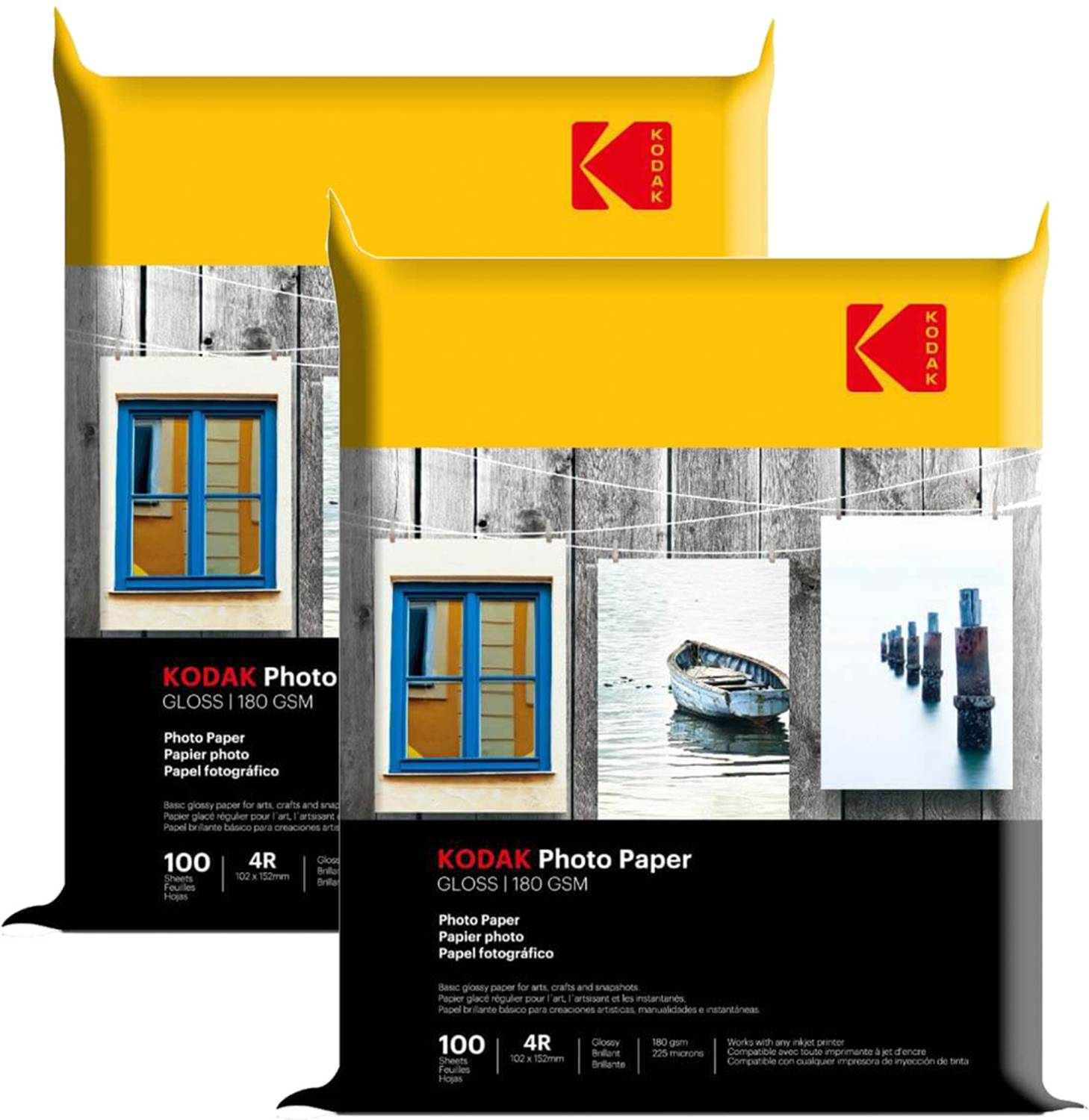 KODAK High Gloss Photo Paper (2x100 Sheets) 4R (4x6) 180 gsm Photo Paper