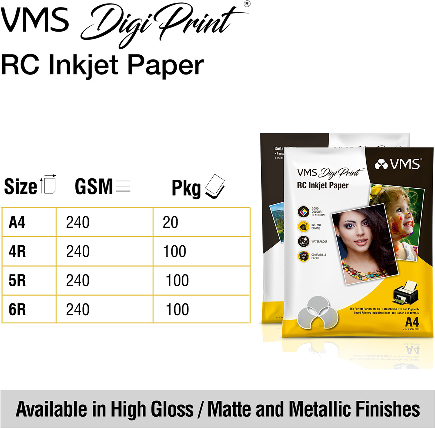 Image of VMS DigiPrint Matte A4 Photo Paper (1 x 20 sheets) 240 gsm Photo Paper