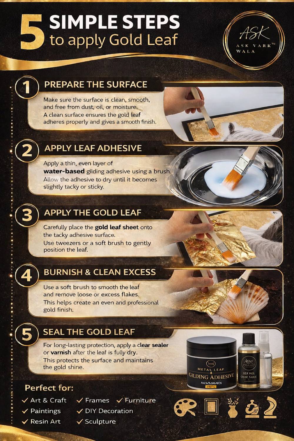 ask vark wala Gold Leaf Kit 100 Sheets - Image 4