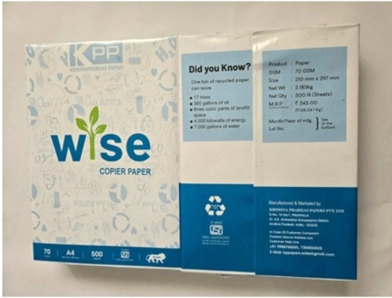 Image of Prime Paper Wise Copier Paper Unruled A4 70 gsm A4 paper