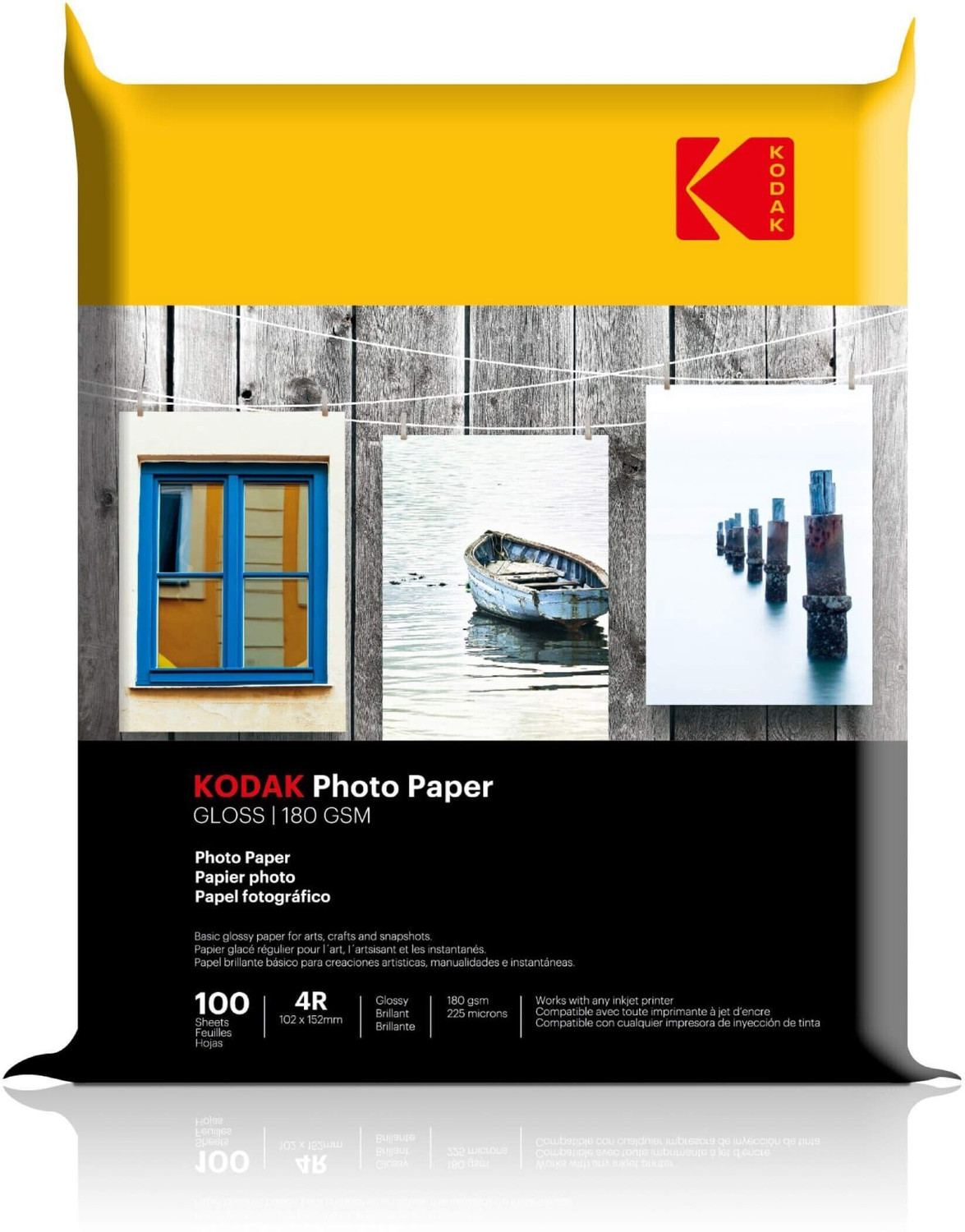 Image of KODAK High Gloss Photo Paper (1x 100 Sheets) 4R (4 inchx6 inch) 180 gsm Photo Paper