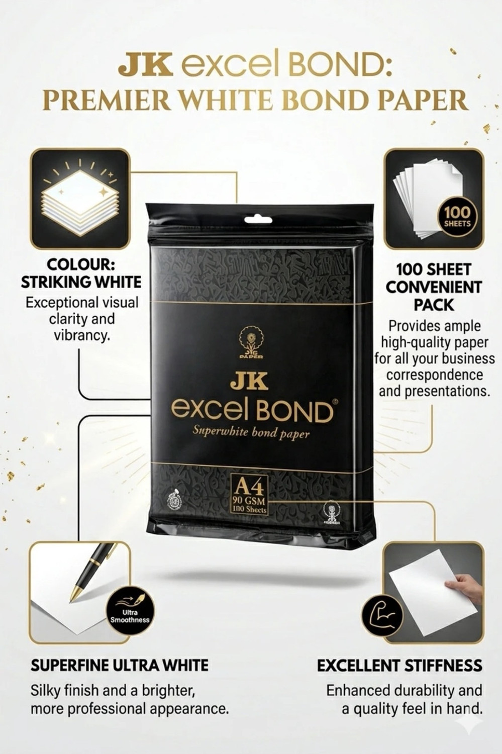 Image of JK Copier Bond paper A4 size 90gsm 100sheet Unruled A4 90 gsm A4 paper