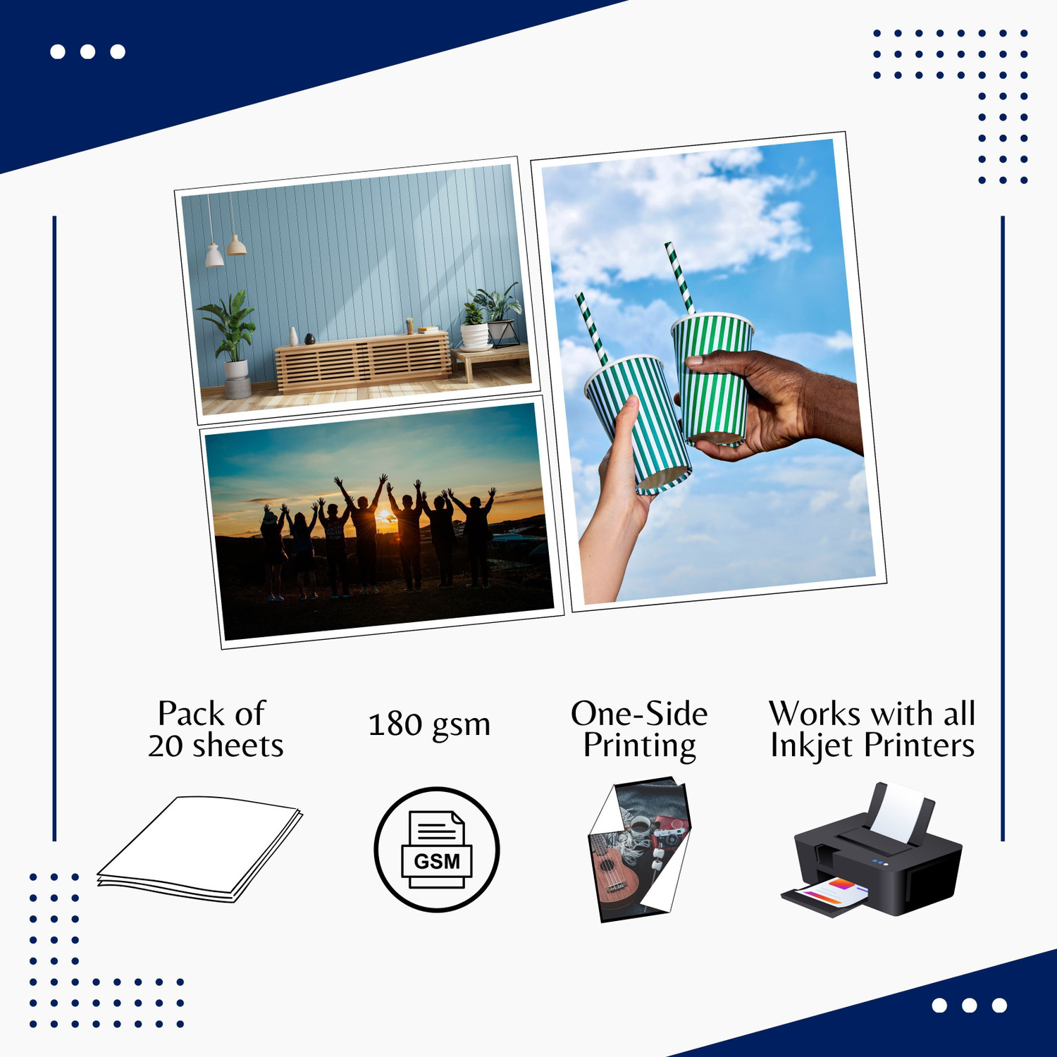 Image of STAPRICO Glossy Unruled A /4 180 gsm Photo Paper