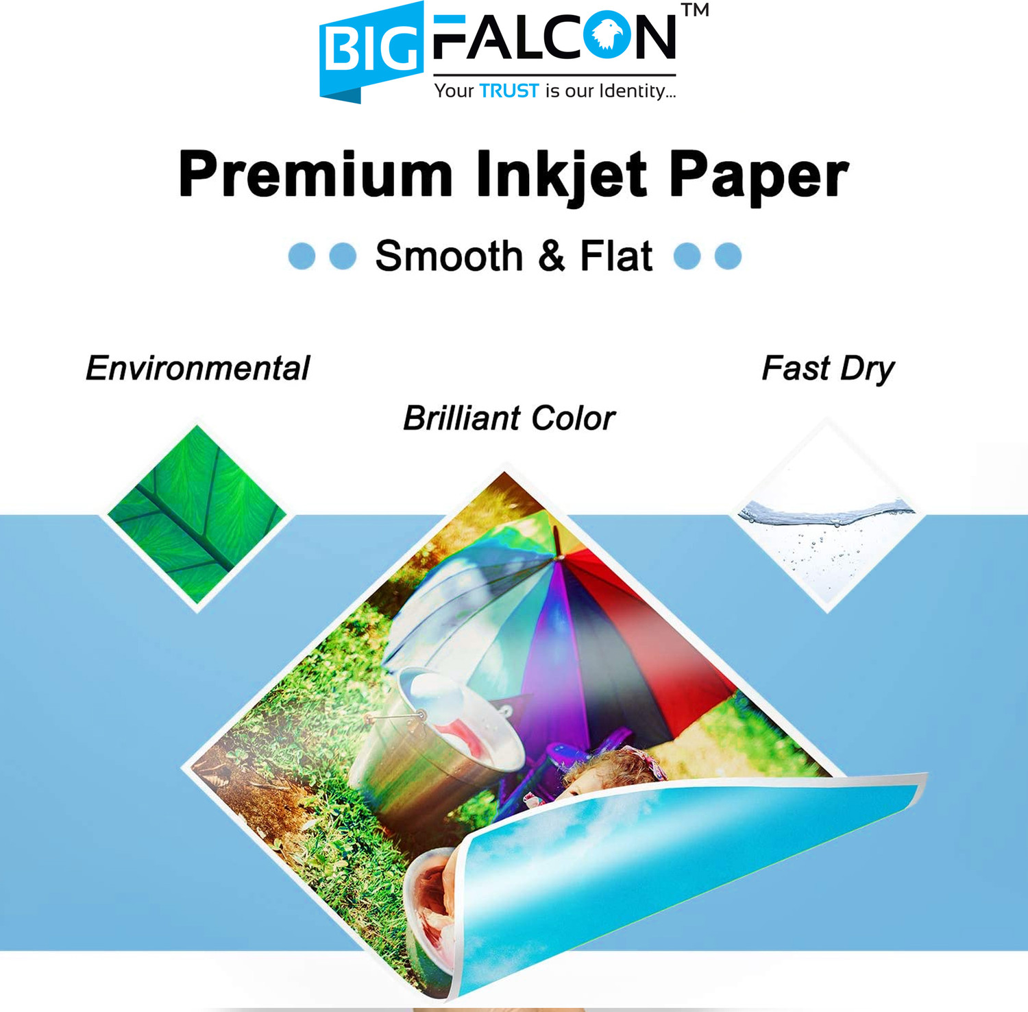 Image of BIGFALCON Professional A4 Double Sided Glossy Inkjet Photo Paper 220 GSM (40 Sheets) Unruled A4 (8.5x11 inch) 220 gsm Photo Paper