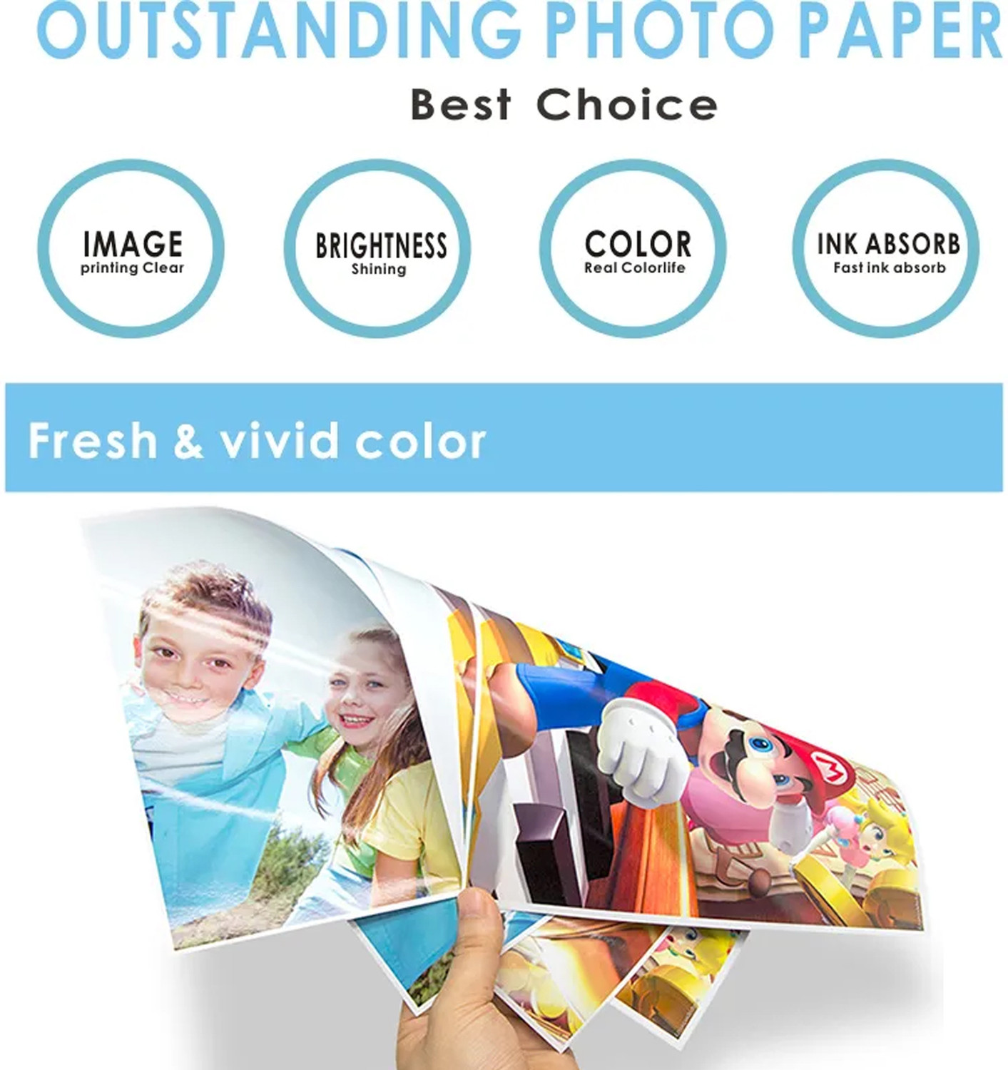 Image of BIGFALCON Professional A4 Double Sided Glossy Inkjet Photo Paper 220 GSM (40 Sheets) Unruled A4 (8.5x11 inch) 220 gsm Photo Paper