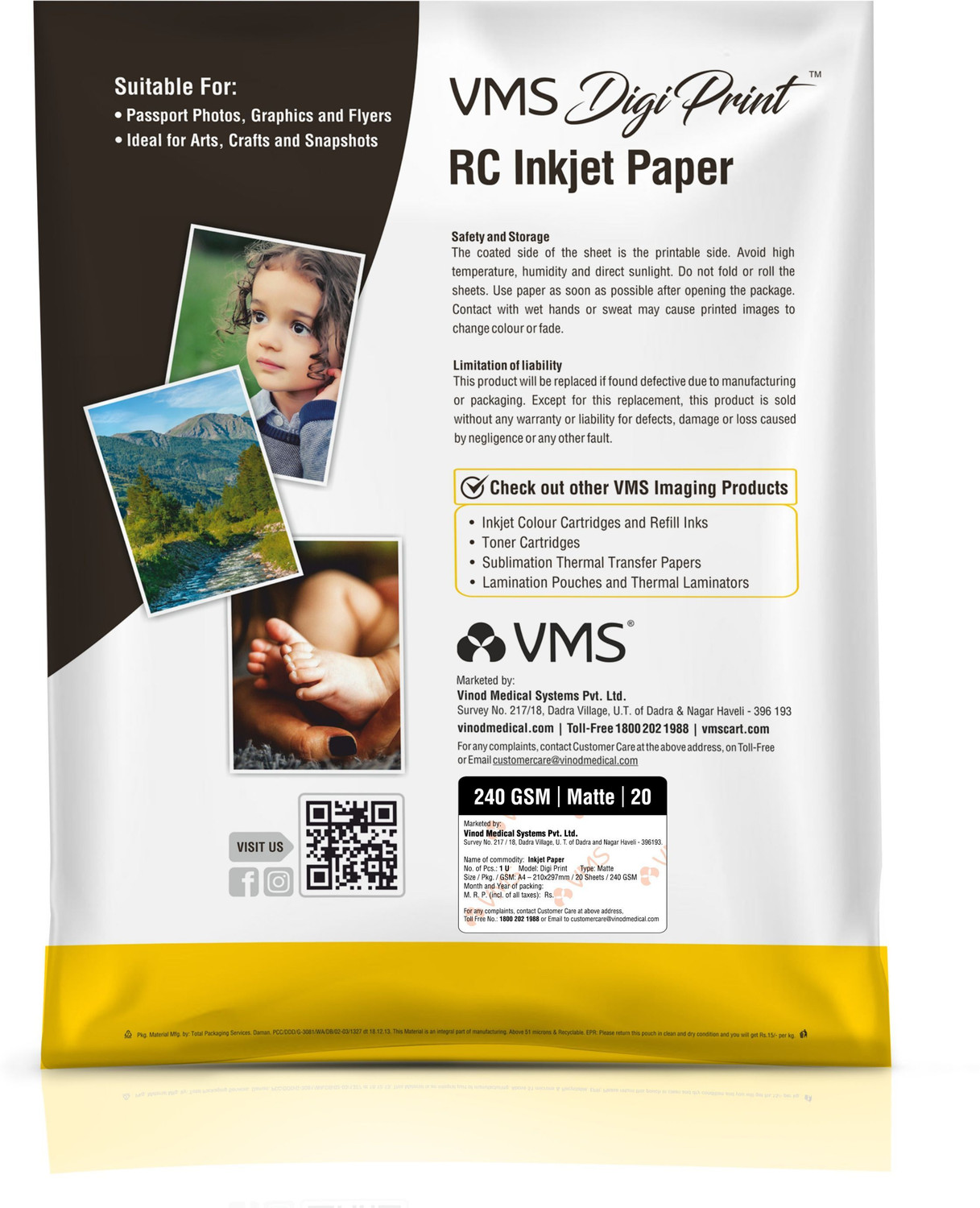 Image of VMS DigiPrint Matte A4 Photo Paper (1 x 20 sheets) 240 gsm Photo Paper