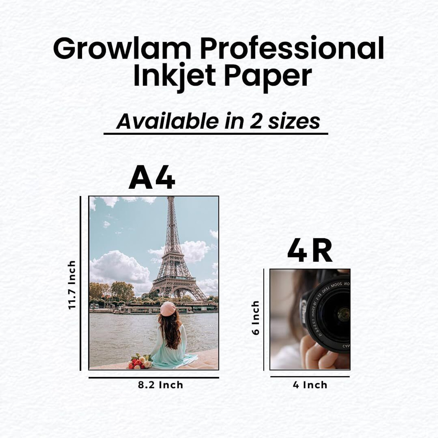 Image of Growlam Ultra Glossy 50 Sheets A4 Size Photo Paper - Water Proof, Instant Drying 264 gsm Photo Paper
