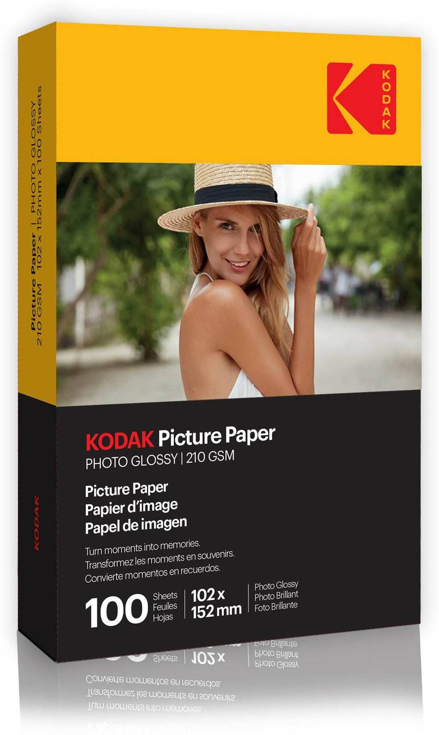 KODAK 210 GSM 4R 100 Sheets High Glossy Cast Coated Water Resistant Photo Paper unruled 4R (4X6 inch) 210 gsm Photo Paper