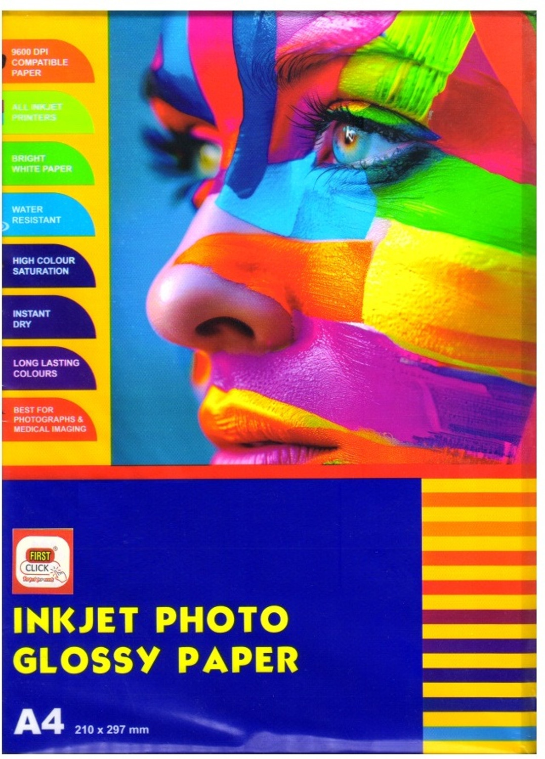 Image of First Click Inkjet Photo Glossy Paper A4 Size- 20 Sheets 180 GSM UNRULED A4 180 gsm Photo Paper