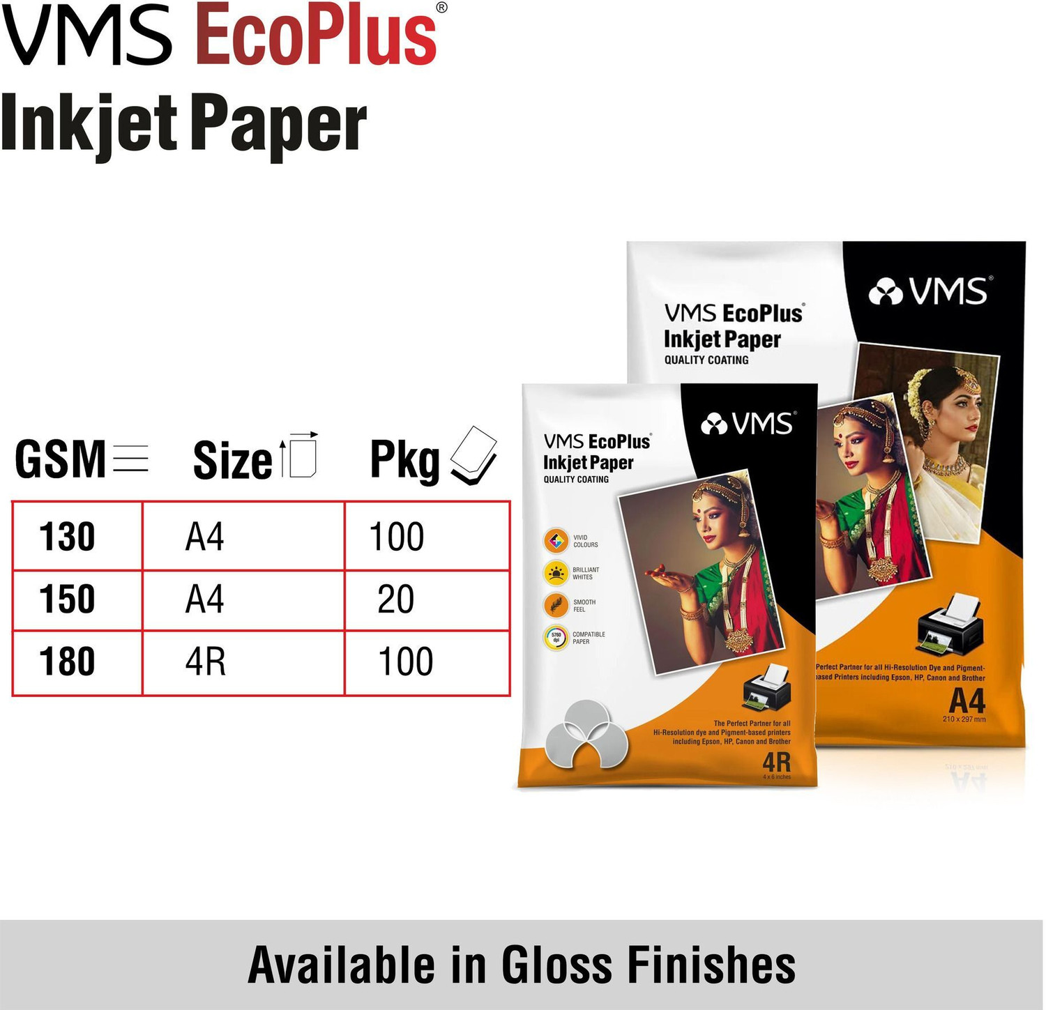 Image of VMS Eco Plus Glossy Photo Paper (100 sheets) Unruled 4R (4x6), Not A4 180 gsm Photo Paper